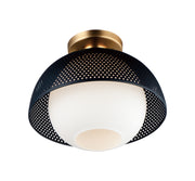 Maxim 10083WTBKSBR Perf 1 Light Flush Mount | Black / Satin Brass