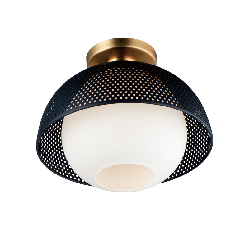 Maxim 10083WTBKSBR Perf 1 Light Flush Mount | Black / Satin Brass