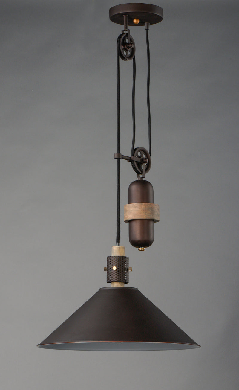 Maxim 10090OIWWD Tucson 1 Light Pendant | Oil Rubbed Bronze / Weathered Wood