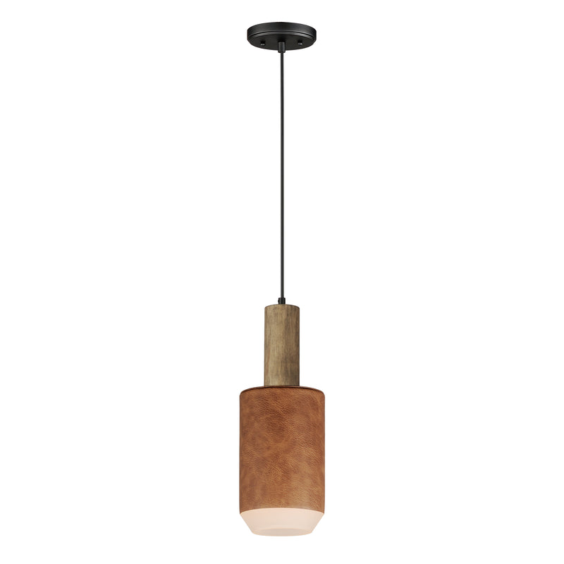 Maxim 10092WWDTN Scout 1 Light LED Pendant | Weathered Wood / Tan Leather