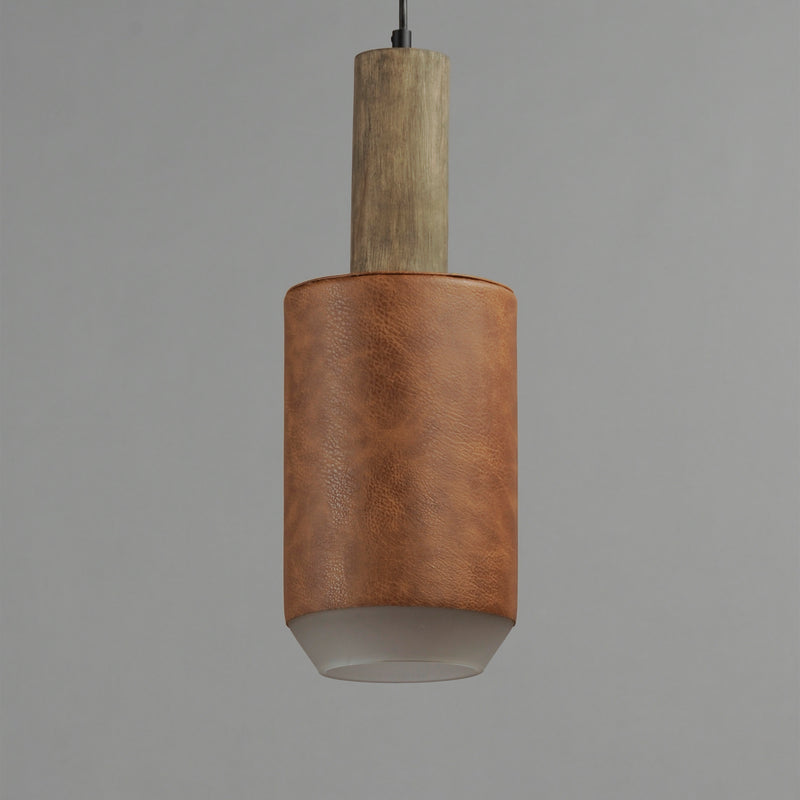 Maxim 10092WWDTN Scout 1 Light LED Pendant | Weathered Wood / Tan Leather