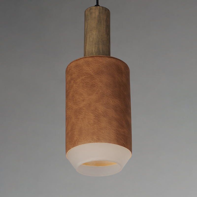 Maxim 10092WWDTN Scout 1 Light LED Pendant | Weathered Wood / Tan Leather