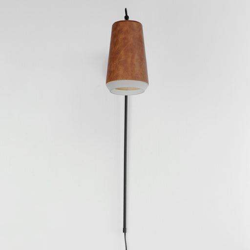 Maxim 10096WWDTN Scout 1 Light Swing Arm LED Sconce | Weathered Wood / Tan Leather