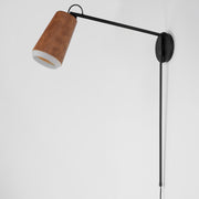 Maxim 10096WWDTN Scout 1 Light Swing Arm LED Sconce | Weathered Wood / Tan Leather