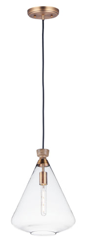 Maxim 10101CLWOAB Abbott 1 Light Pendant | Weathered Oak / Antique Brass