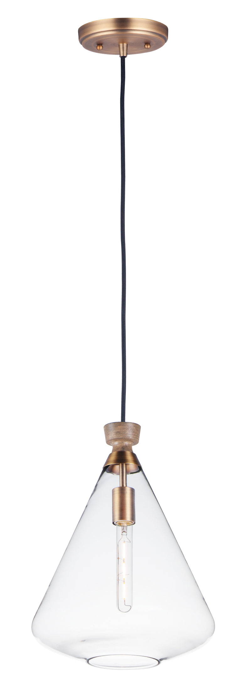 Maxim 10101CLWOAB Abbott 1 Light Pendant | Weathered Oak / Antique Brass