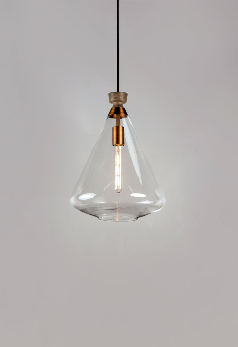 Maxim 10101CLWOAB Abbott 1 Light Pendant | Weathered Oak / Antique Brass