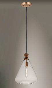 Maxim 10101CLWOAB Abbott 1 Light Pendant | Weathered Oak / Antique Brass