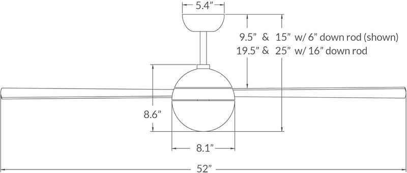 Modern Fan Company Ball LED 52" Gloss White Ceiling Fan with Maple Blades and Wall Control - ALCOVE LIGHTING