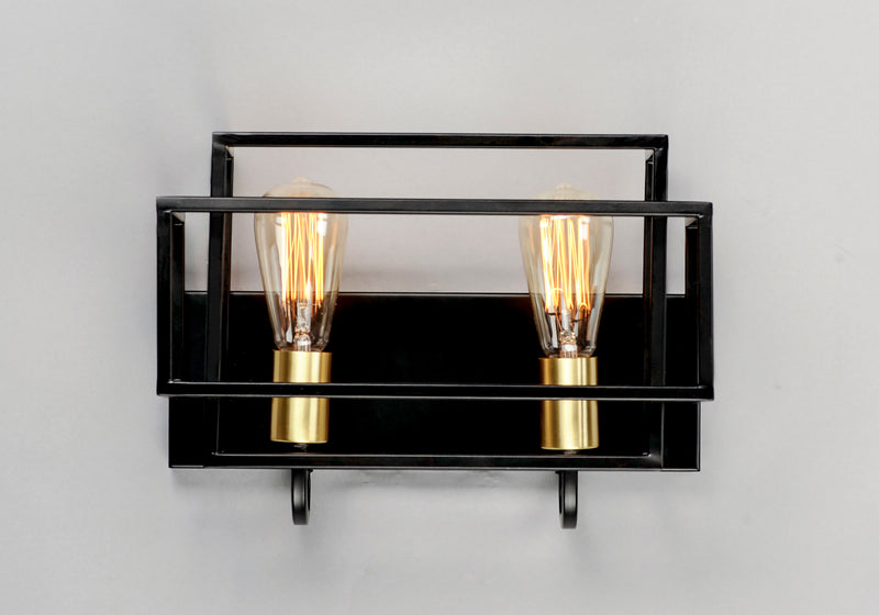 Maxim 10242BKSBR Liner 2 Light Bath Vanity | Black / Satin Brass