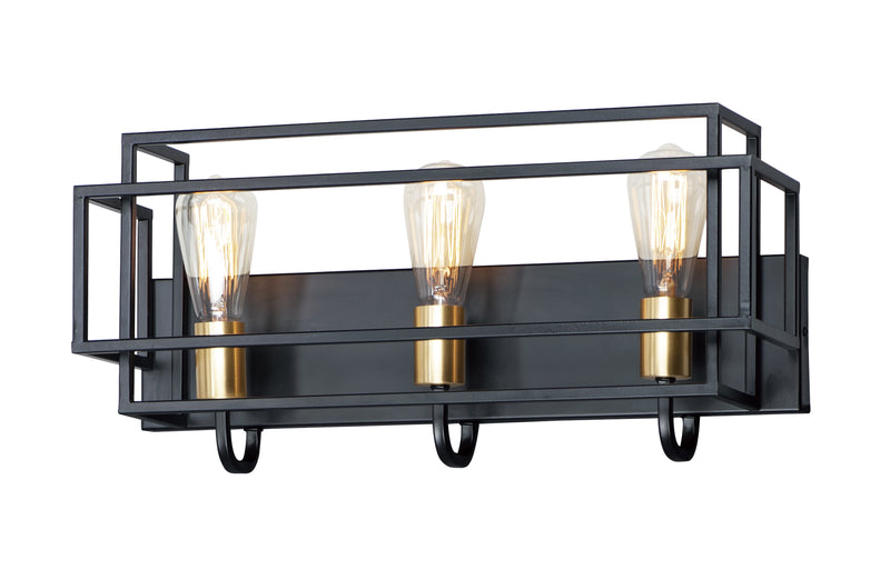 Maxim 10243BKSBR Liner 3 Light Bath Vanity | Black / Satin Brass