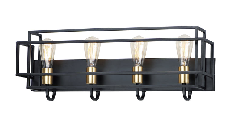 Maxim 10244BKSBR Liner 4 Light Bath Vanity | Black / Satin Brass