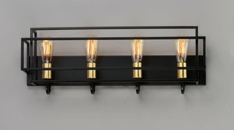 Maxim 10244BKSBR Liner 4 Light Bath Vanity | Black / Satin Brass
