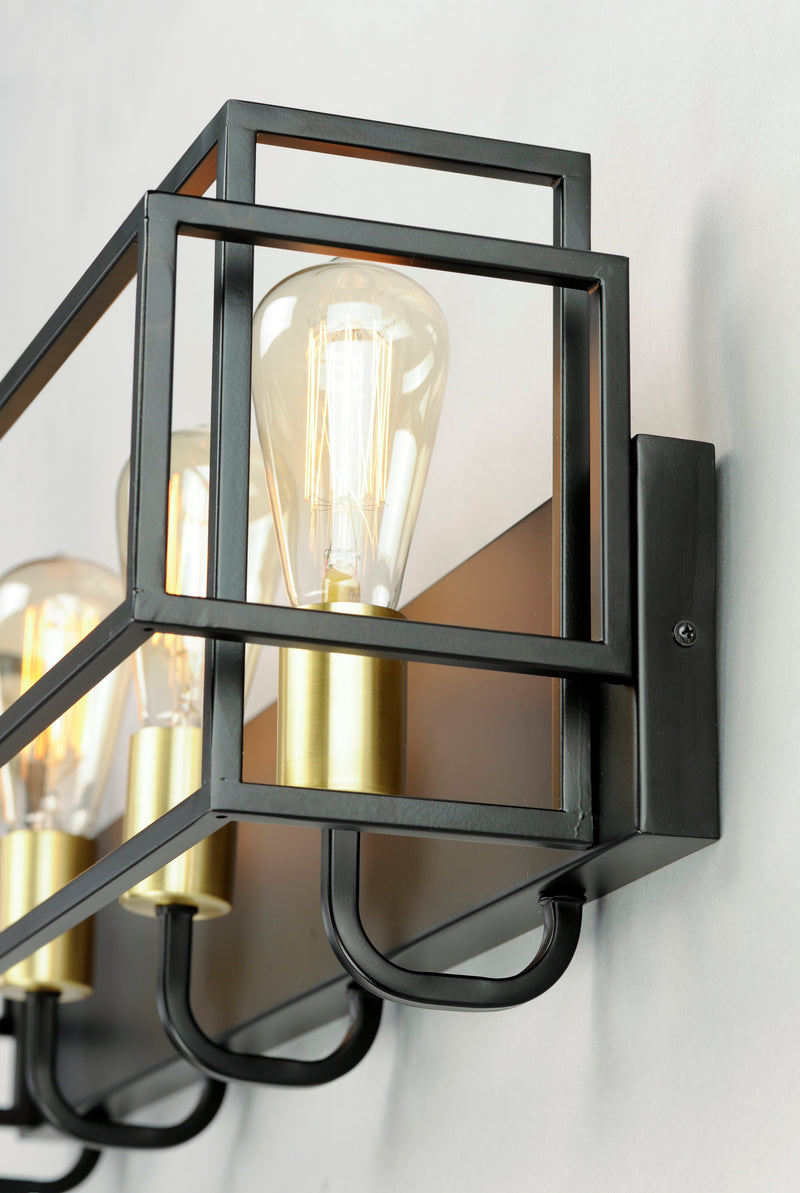 Maxim 10244BKSBR Liner 4 Light Bath Vanity | Black / Satin Brass