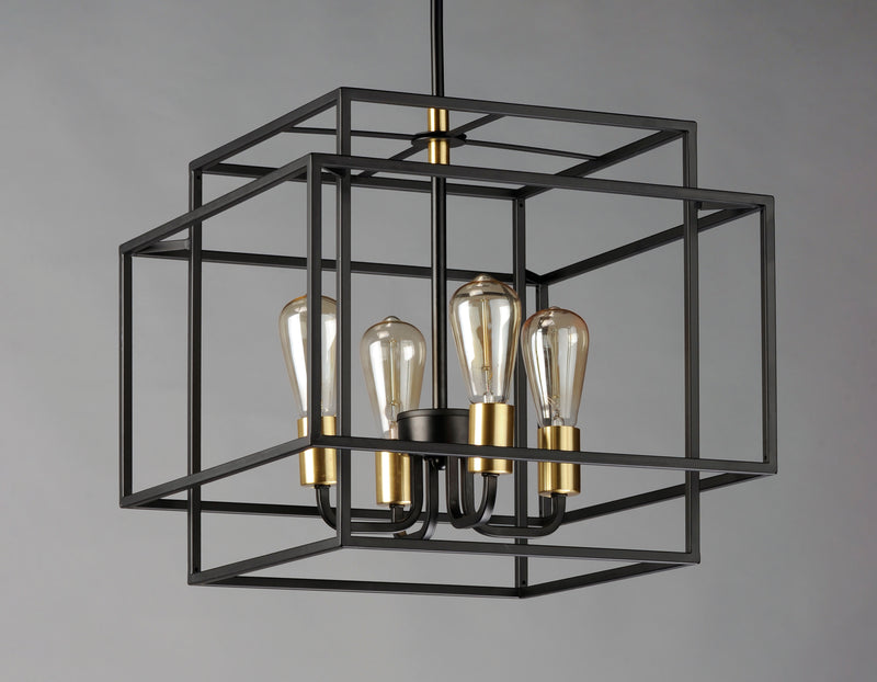 Maxim 10247BKSBR Liner 4 Light Pendant | Black / Satin Brass