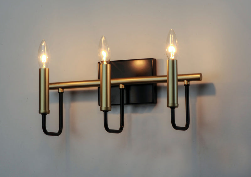 Maxim 10253BKGLD Sullivan 3 Light Bath Vanity | Black / Gold