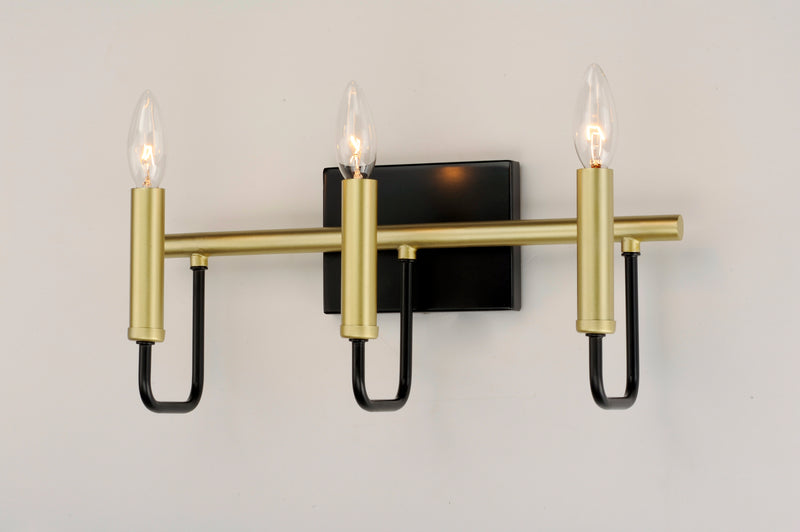 Maxim 10253BKGLD Sullivan 3 Light Bath Vanity | Black / Gold