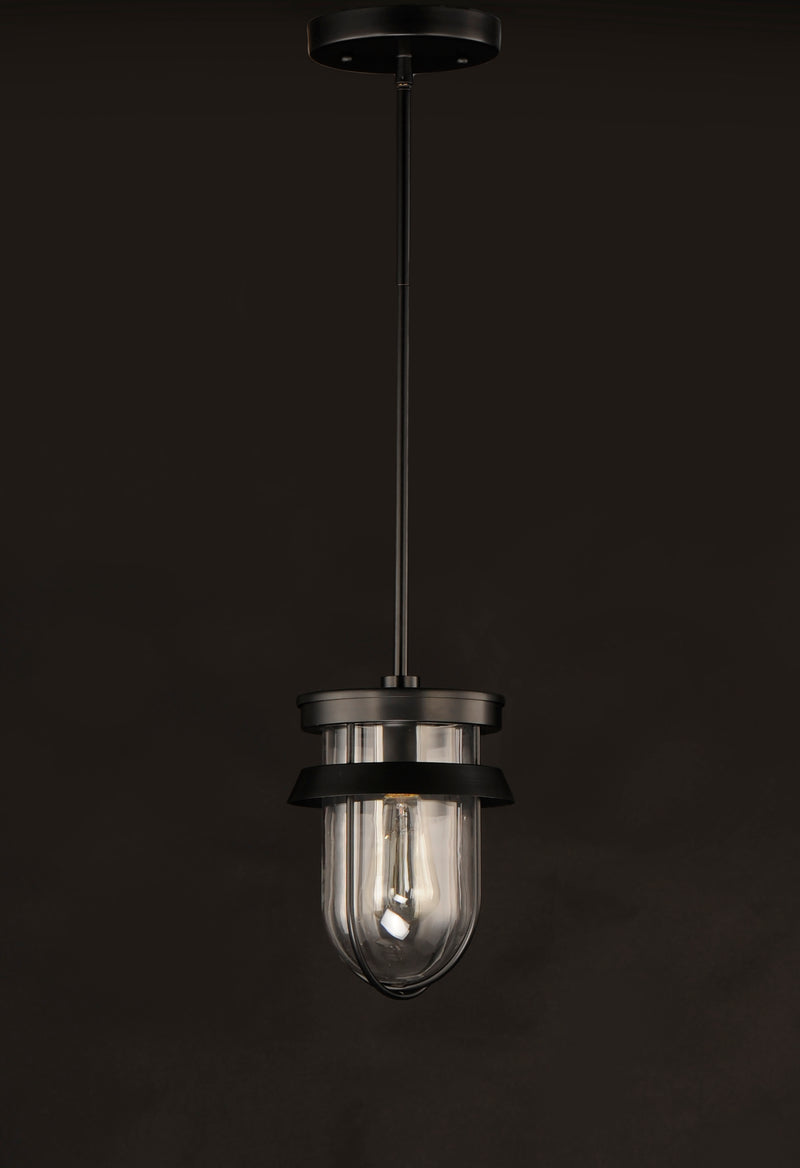 Maxim 10268CLBK Breakwater 1 Light Outdoor Pendant Semi Flush | Black