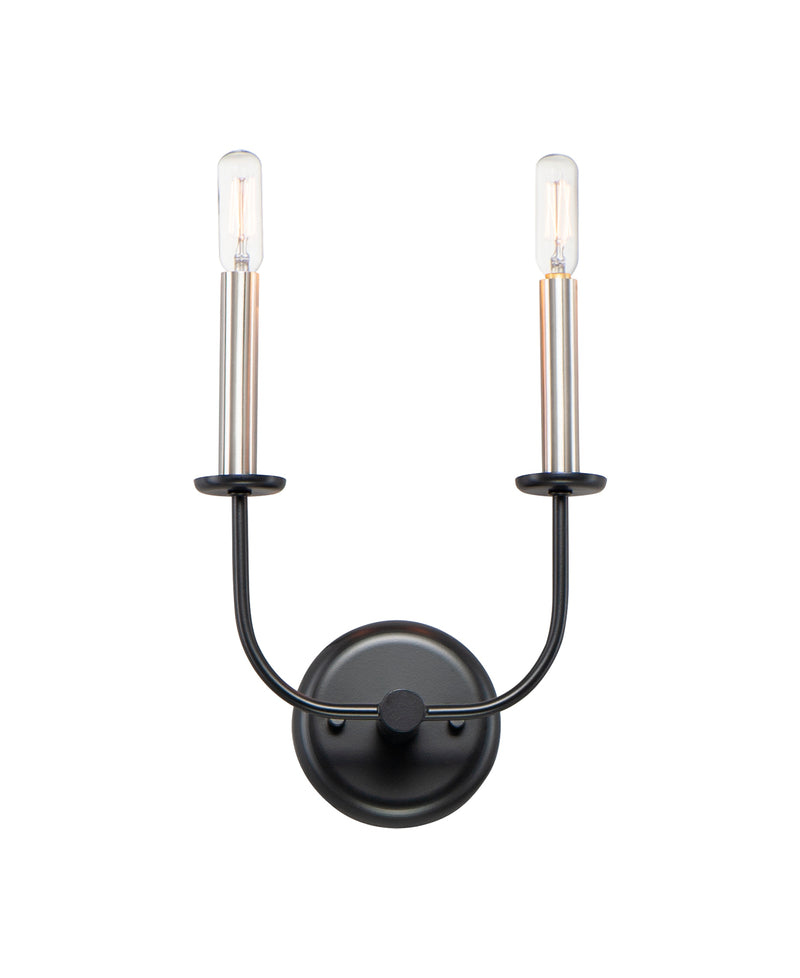 Maxim 10322BKSN Wesley 2 Light Wall Sconce | Black / Satin Nickel