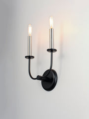 Maxim 10322BKSN Wesley 2 Light Wall Sconce | Black / Satin Nickel