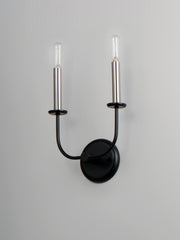 Maxim 10322BKSN Wesley 2 Light Wall Sconce | Black / Satin Nickel