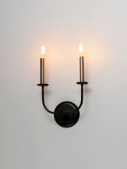 Maxim 10322BKSN Wesley 2 Light Wall Sconce | Black / Satin Nickel