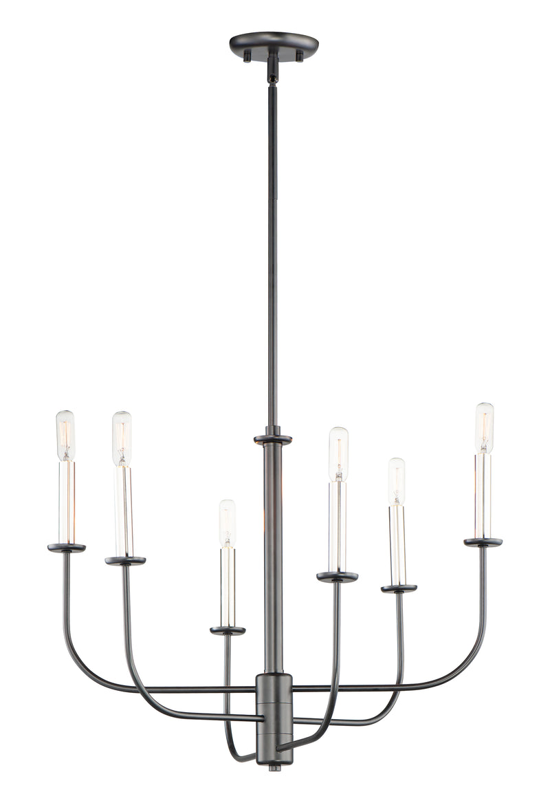 Maxim 10326BKSN Wesley 6 Light Chandelier | Black / Satin Nickel