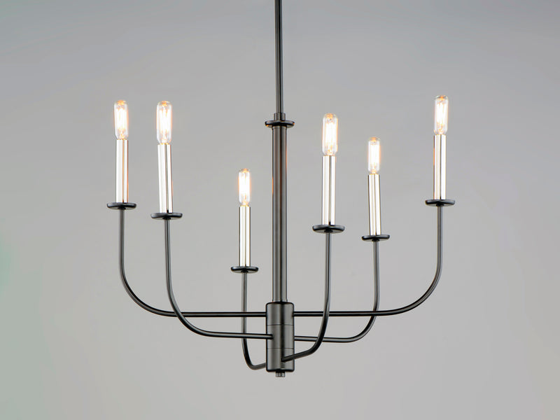 Maxim 10326BKSN Wesley 6 Light Chandelier | Black / Satin Nickel