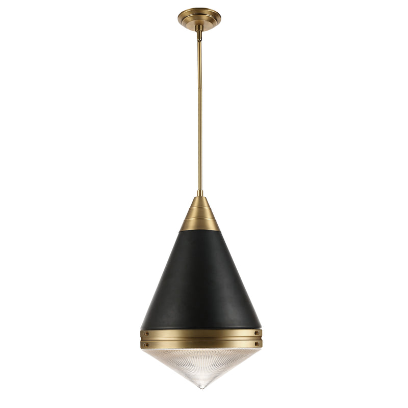 Maxim 10396PRBKNAB Hargreaves 1 Light Pendant | Black / Natural Aged Brass