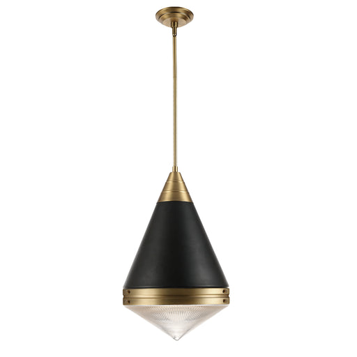 Maxim 10396PRBKNAB Hargreaves 1 Light Pendant | Black / Natural Aged Brass