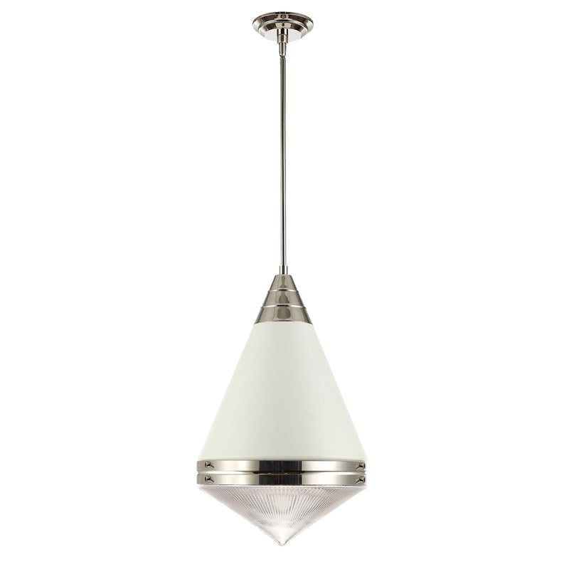 Maxim 10396PRWTPN Hargreaves 1 Light Pendant | White / Polished Nickel