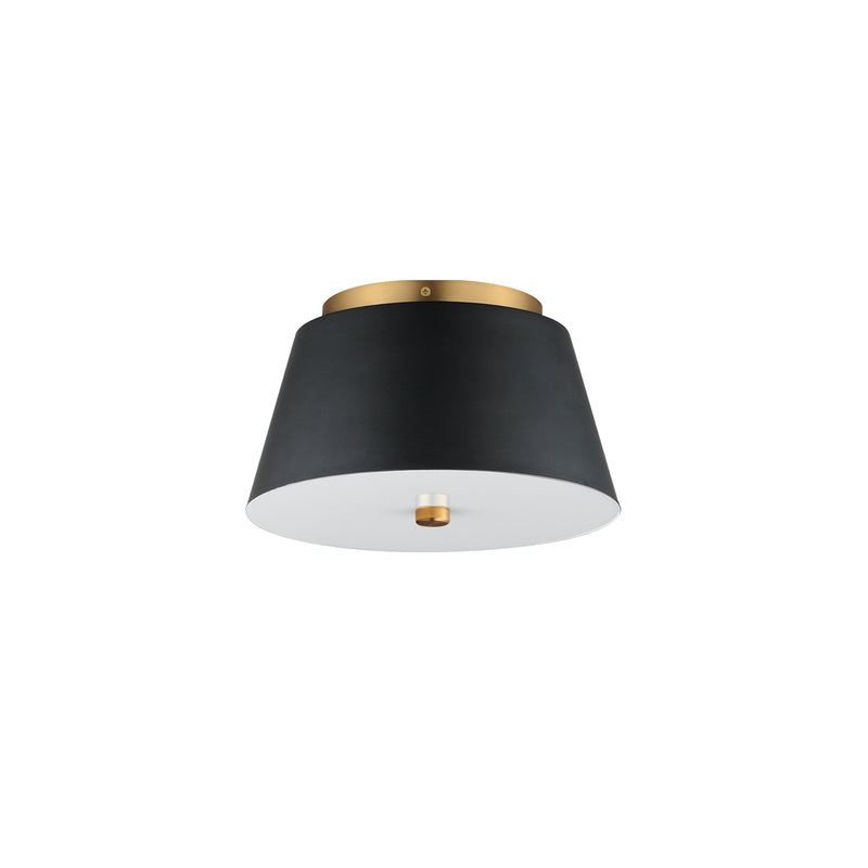 Maxim 10710WTBKNAB Miles 11" LED Flush Mount | Black / Natural Aged Brass