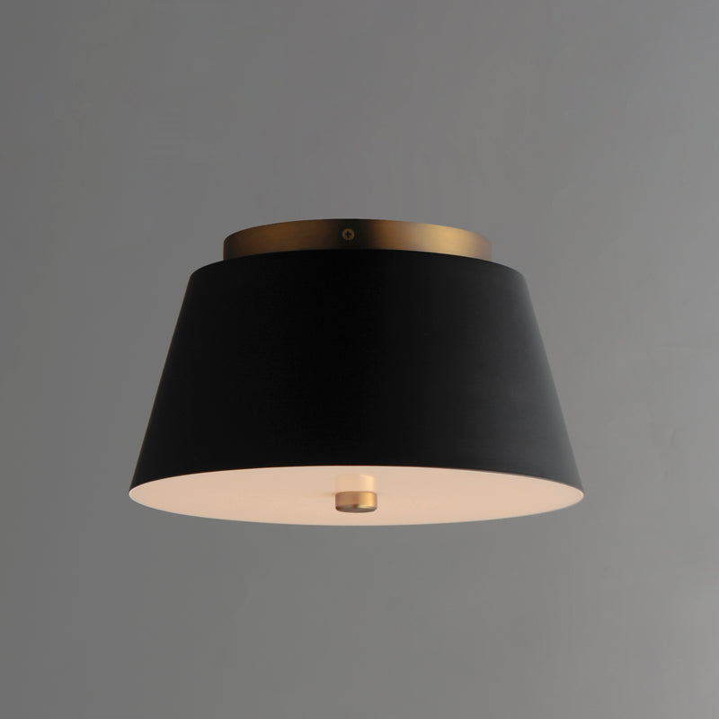Maxim 10710WTBKNAB Miles 11" LED Flush Mount | Black / Natural Aged Brass