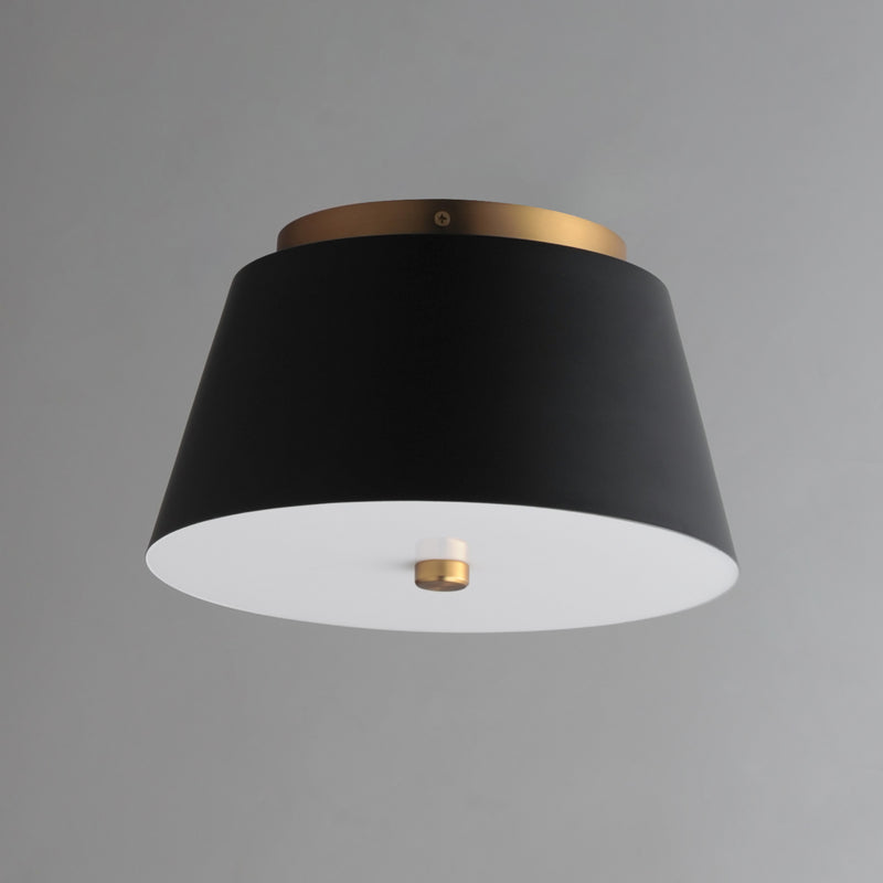 Maxim 10710WTBKNAB Miles 11" LED Flush Mount | Black / Natural Aged Brass