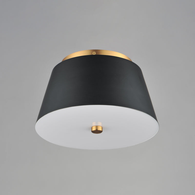 Maxim 10710WTBKNAB Miles 11" LED Flush Mount | Black / Natural Aged Brass