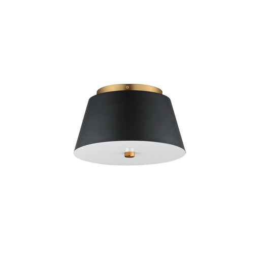 Maxim 10710WTBKNAB Miles 11" LED Flush Mount | Black / Natural Aged Brass