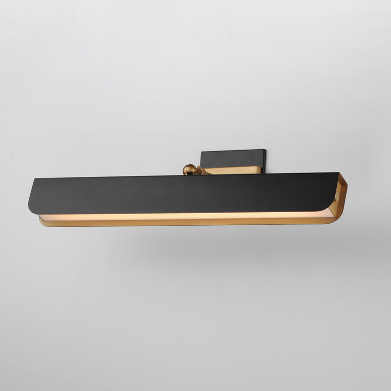 Maxim 10712WTBKNAB Miles 24" Articulating LED Wall Sconce | Black / Natural Aged Brass