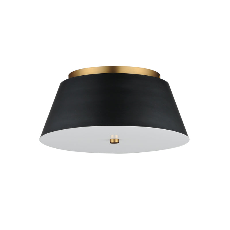 Maxim 10719WTBKNAB Miles 16" LED Flush Mount | Black / Natural Aged Brass