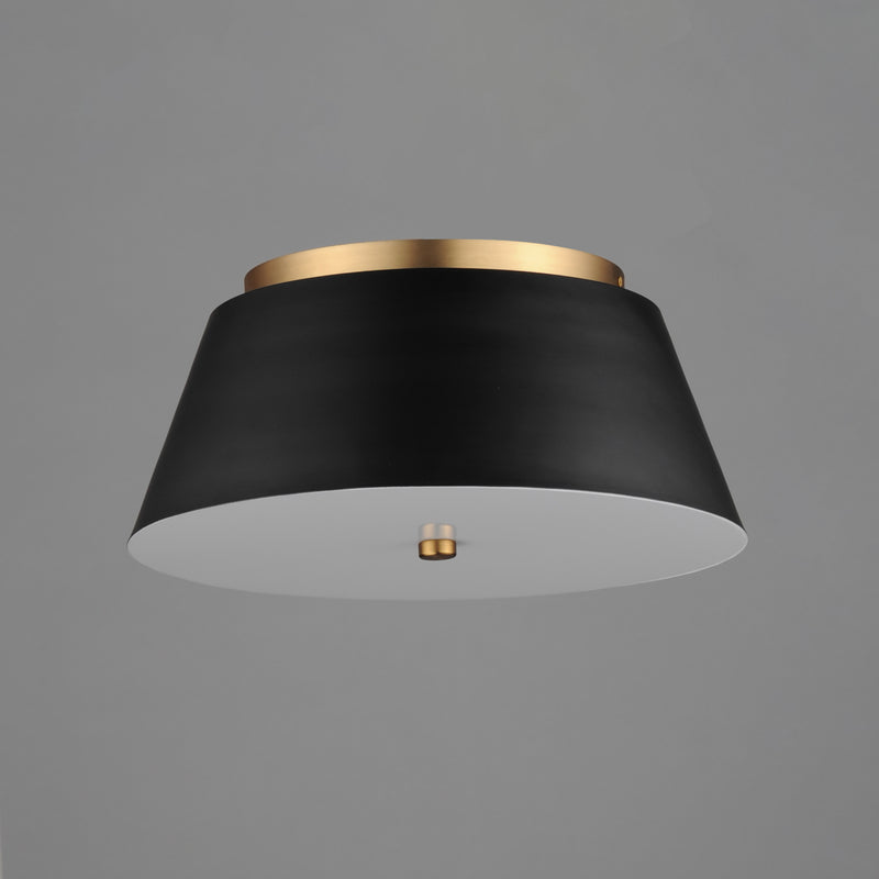 Maxim 10719WTBKNAB Miles 16" LED Flush Mount | Black / Natural Aged Brass