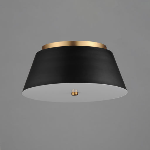 Maxim 10719WTBKNAB Miles 16" LED Flush Mount | Black / Natural Aged Brass