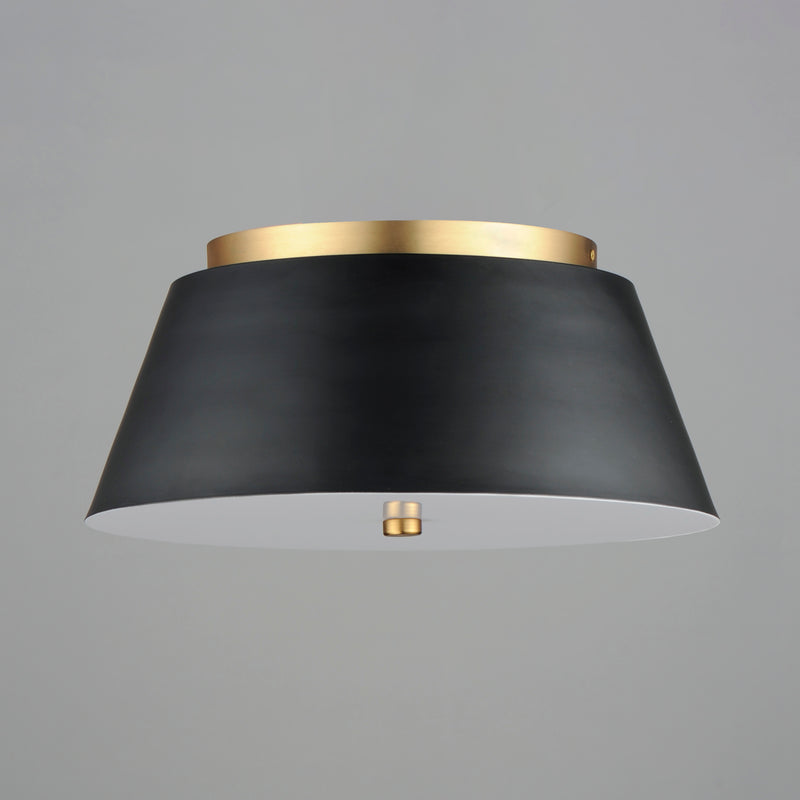 Maxim 10719WTBKNAB Miles 16" LED Flush Mount | Black / Natural Aged Brass