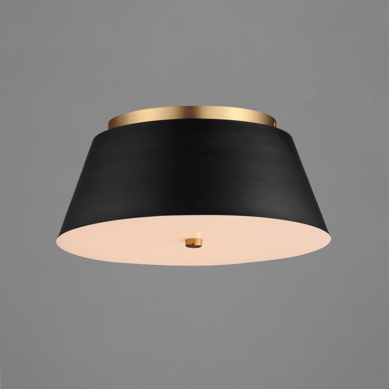 Maxim 10719WTBKNAB Miles 16" LED Flush Mount | Black / Natural Aged Brass