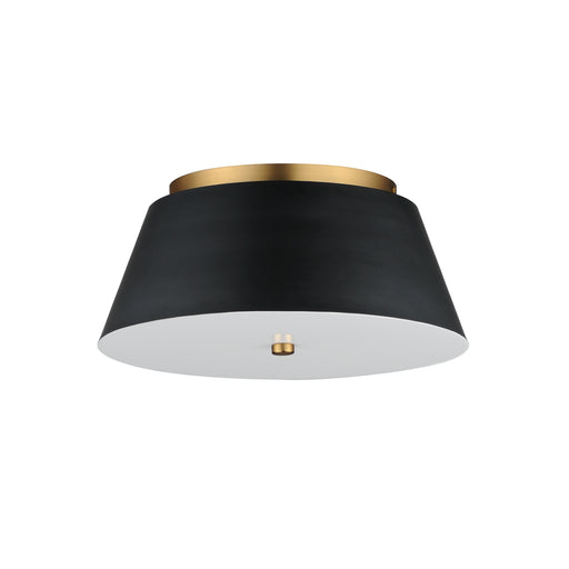 Maxim 10719WTBKNAB Miles 16" LED Flush Mount | Black / Natural Aged Brass