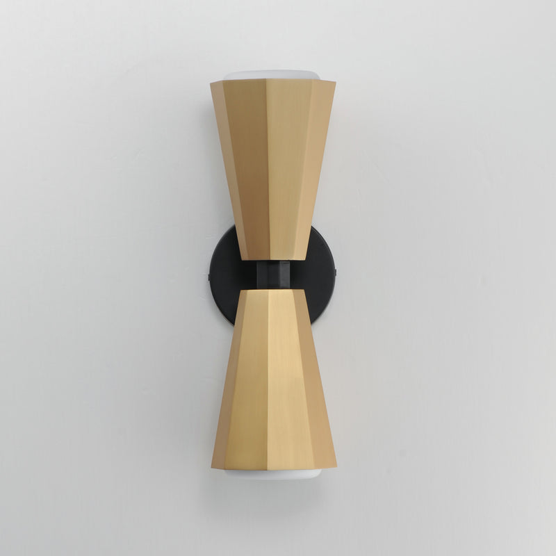Maxim 10810SWBKAB Rizzo 2 Light Wall Sconce | Black / Antique Brass