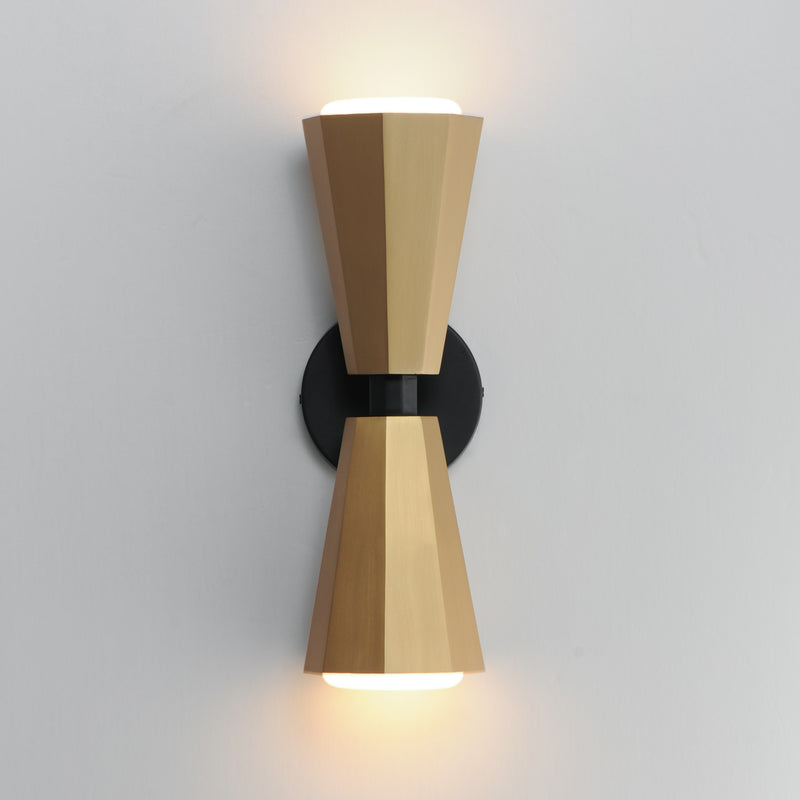 Maxim 10810SWBKAB Rizzo 2 Light Wall Sconce | Black / Antique Brass