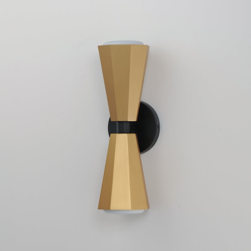 Maxim 10810SWBKAB Rizzo 2 Light Wall Sconce | Black / Antique Brass