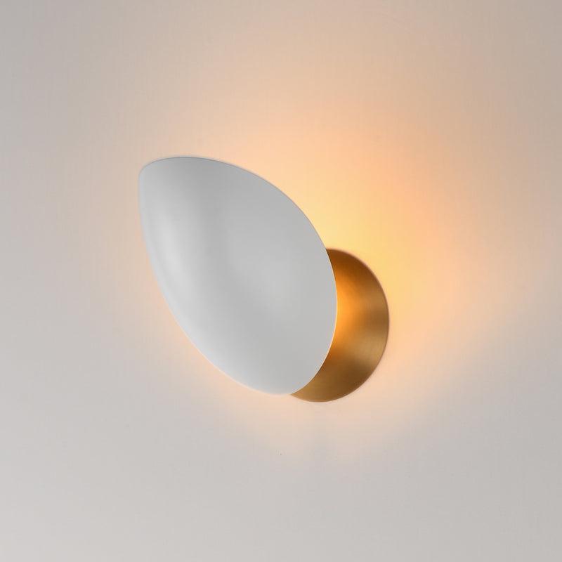 Maxim 10821WTNAB Maris Wall Sconce | White/Natural Aged Brass