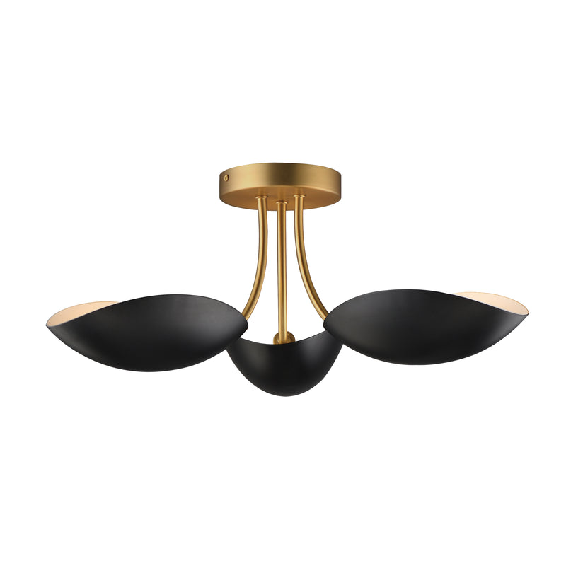 Maxim 10823BKNAB Maris 3 Light Semi Flush | Black / Natural Aged Brass