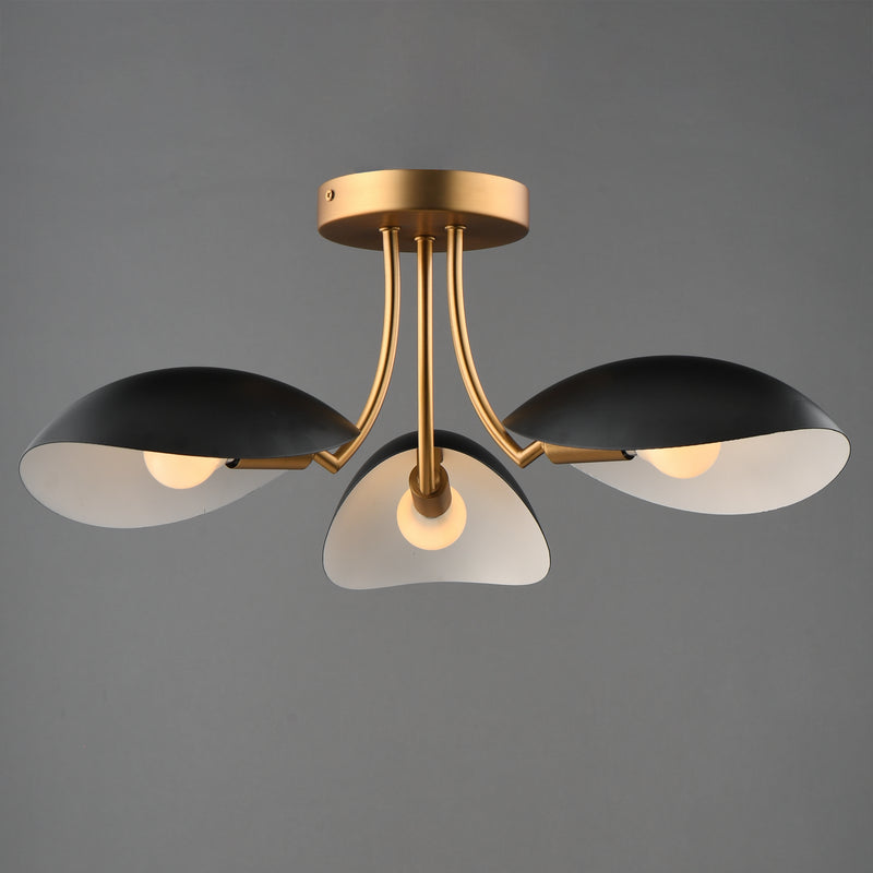 Maxim 10823BKNAB Maris 3 Light Semi Flush | Black / Natural Aged Brass