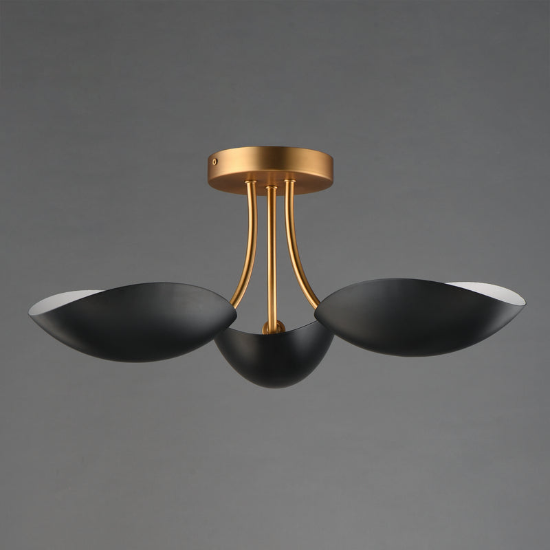 Maxim 10823BKNAB Maris 3 Light Semi Flush | Black / Natural Aged Brass